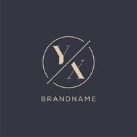Initial letter YX logo with simple circle line, Elegant look monogram logo style vector