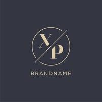 Initial letter XP logo with simple circle line, Elegant look monogram logo style vector