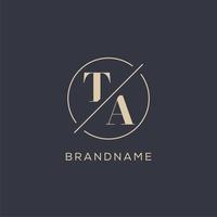 Initial letter TA logo with simple circle line, Elegant look monogram logo style vector