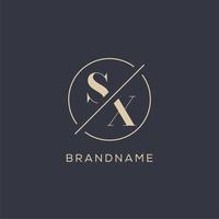 Initial letter SX logo with simple circle line, Elegant look monogram logo style vector