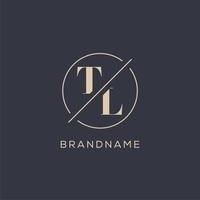 Initial letter TL logo with simple circle line, Elegant look monogram logo style vector
