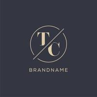 Initial letter TC logo with simple circle line, Elegant look monogram logo style vector