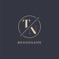 Initial letter TN logo with simple circle line, Elegant look monogram logo style vector