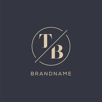 Initial letter TB logo with simple circle line, Elegant look monogram logo style vector