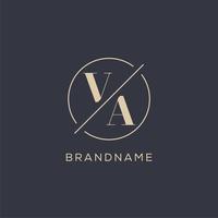 Initial letter VA logo with simple circle line, Elegant look monogram logo style vector