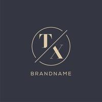 logotipo de letra inicial tx con línea de círculo simple, estilo de logotipo de monograma de aspecto elegante vector