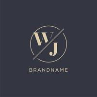 Initial letter WJ logo with simple circle line, Elegant look monogram logo style vector