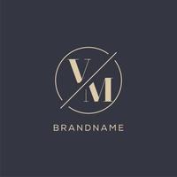 Initial letter VM logo with simple circle line, Elegant look monogram logo style vector