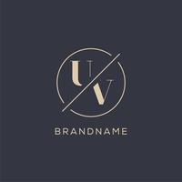 Initial letter UV logo with simple circle line, Elegant look monogram logo style vector