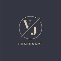 Initial letter VJ logo with simple circle line, Elegant look monogram logo style vector