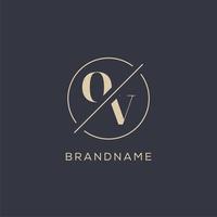 Initial letter OV logo with simple circle line, Elegant look monogram logo style vector