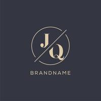 Initial letter JQ logo with simple circle line, Elegant look monogram logo style vector