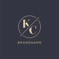 Initial letter KC logo with simple circle line, Elegant look monogram logo style vector