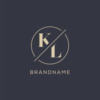 Initial letter KL logo with simple circle line, Elegant look monogram logo style vector