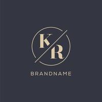 Initial letter KR logo with simple circle line, Elegant look monogram logo style vector