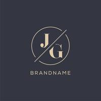 Initial letter JG logo with simple circle line, Elegant look monogram logo style vector