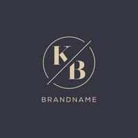 Initial letter KB logo with simple circle line, Elegant look monogram logo style vector
