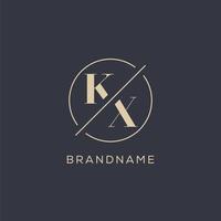 Initial letter KX logo with simple circle line, Elegant look monogram logo style vector