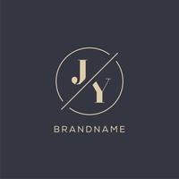 Initial letter JY logo with simple circle line, Elegant look monogram logo style vector