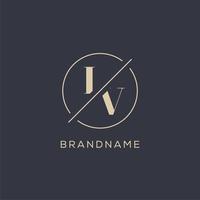 Initial letter IV logo with simple circle line, Elegant look monogram logo style vector