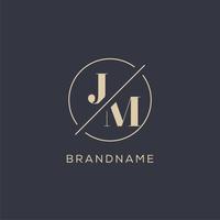 Initial letter JM logo with simple circle line, Elegant look monogram logo style vector