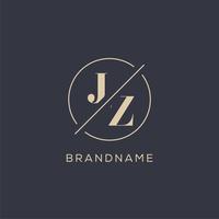 Initial letter JZ logo with simple circle line, Elegant look monogram logo style vector