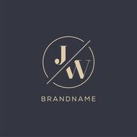 Initial letter JW logo with simple circle line, Elegant look monogram logo style vector