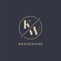 logotipo de letra inicial kw con línea de círculo simple, estilo de logotipo de monograma de aspecto elegante vector