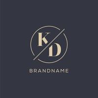 Initial letter KD logo with simple circle line, Elegant look monogram logo style vector