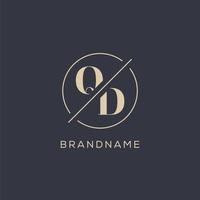 Initial letter QD logo with simple circle line, Elegant look monogram logo style vector