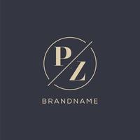 Initial letter PZ logo with simple circle line, Elegant look monogram logo style vector