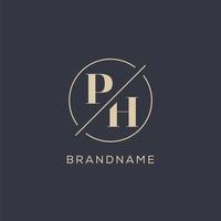 Initial letter PH logo with simple circle line, Elegant look monogram logo style vector
