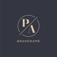 Initial letter PA logo with simple circle line, Elegant look monogram logo style vector
