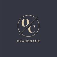 Initial letter QC logo with simple circle line, Elegant look monogram logo style vector