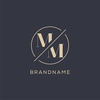 Initial letter MM logo with simple circle line, Elegant look monogram logo style vector