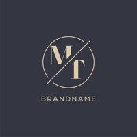 Initial letter MT logo with simple circle line, Elegant look monogram logo style vector