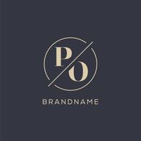 Initial letter PO logo with simple circle line, Elegant look monogram logo style vector