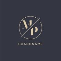 Initial letter MP logo with simple circle line, Elegant look monogram logo style vector