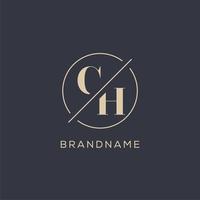 Initial letter CH logo with simple circle line, Elegant look monogram logo style vector