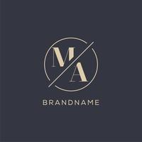 Initial letter MA logo with simple circle line, Elegant look monogram logo style vector