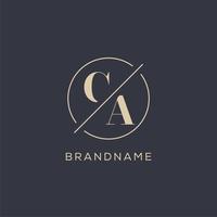 Initial letter CA logo with simple circle line, Elegant look monogram logo style vector