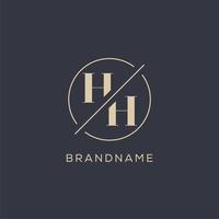 Initial letter HH logo with simple circle line, Elegant look monogram logo style vector