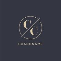 Initial letter CC logo with simple circle line, Elegant look monogram logo style vector