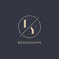 Initial letter LY logo with simple circle line, Elegant look monogram logo style vector