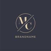 Initial letter MC logo with simple circle line, Elegant look monogram logo style vector