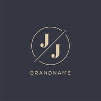 Initial letter JJ logo with simple circle line, Elegant look monogram logo style vector