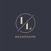 Initial letter LL logo with simple circle line, Elegant look monogram logo style vector