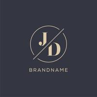 Initial letter JD logo with simple circle line, Elegant look monogram logo style vector