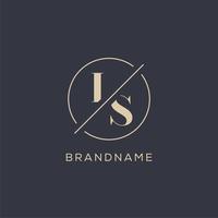 Initial letter IS logo with simple circle line, Elegant look monogram logo style vector