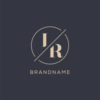 Initial letter IR logo with simple circle line, Elegant look monogram logo style vector